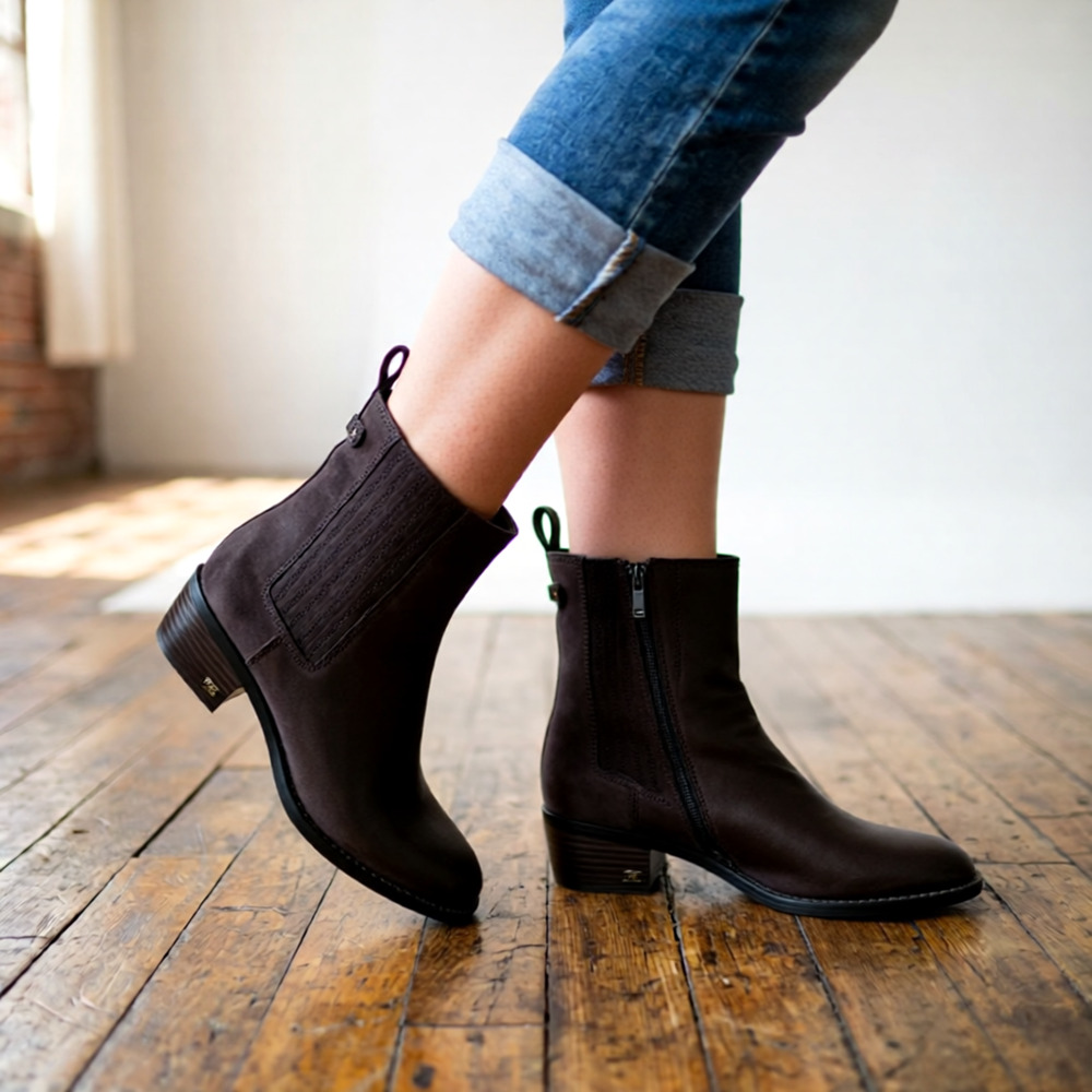 Sam Edelman Women Bronson Heeled Chelsea Western Boots Brown Size 8